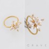 DAZZLING MULTI MARQUISE CUT CZ FLOWER CLUSTER POLISH 316L SURGICAL STEEL NOSE HOOP